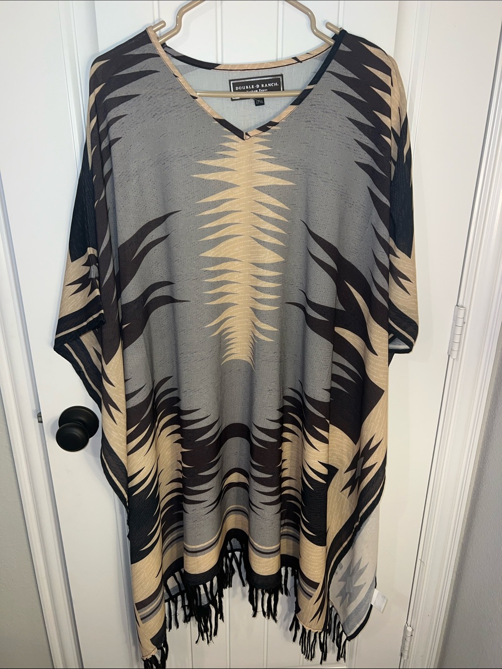 Double D Ranch Gauchos Blanket Poncho Aztec Fringe Tunic - L/XL
